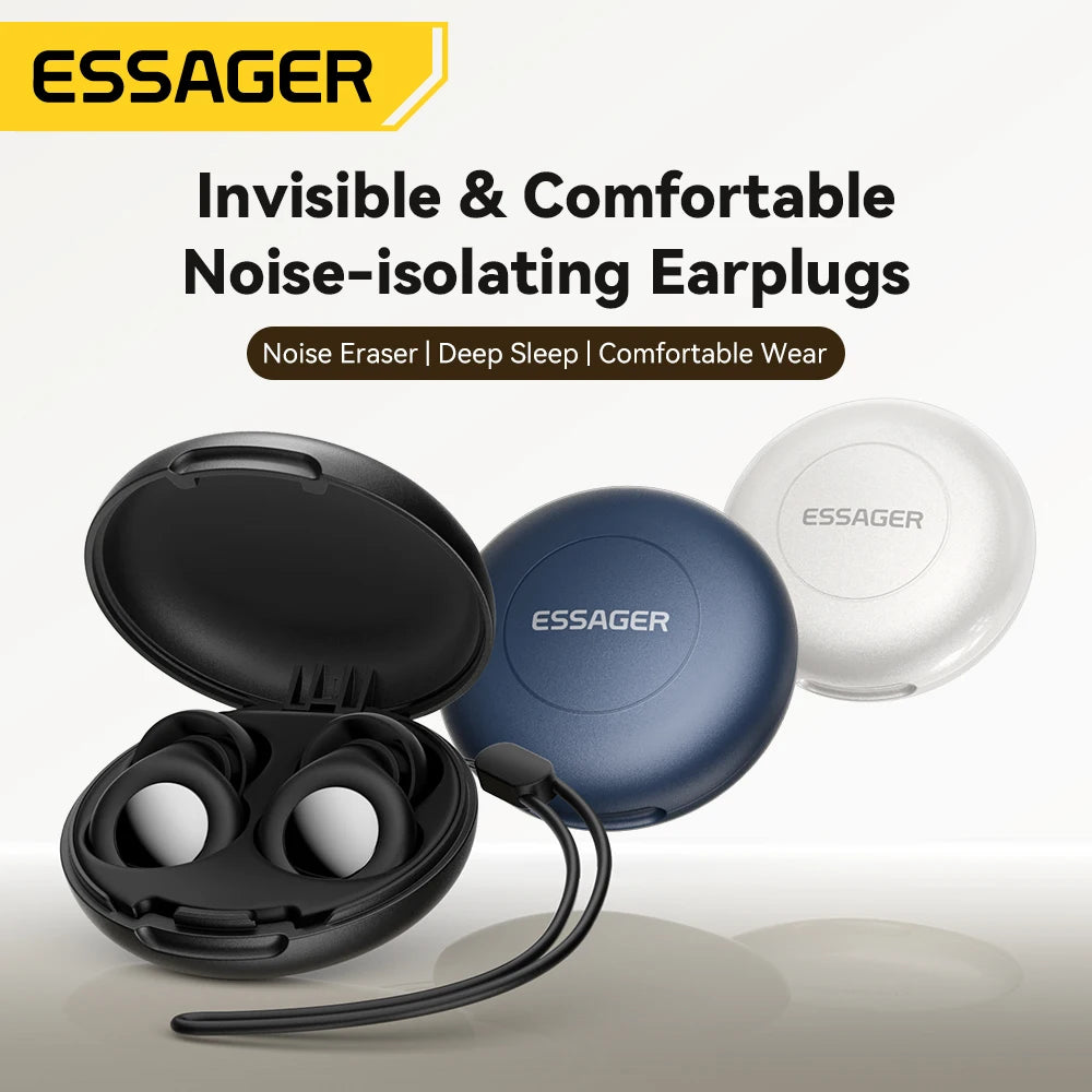 ESSAGER Noise Cancelling Ear Plugs for Sleeping Soft Silicone Sleep Earplugs Noise Reduction Earbuds for Sleep Work Study Travel